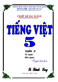Giáo án môn Tiếng Việt Lớp 5 - Tuần 11 - Lê Thành Long