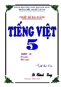 Giáo án môn Tiếng Việt Lớp 5 - Tuần 13 - Lê Thành Long