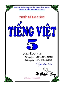 Giáo án môn Tiếng Việt Lớp 5 - Tuần 5 - Lê Thành Long