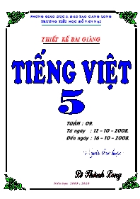 Giáo án môn Tiếng Việt Lớp 5 - Tuần 9 - Lê Thành Long