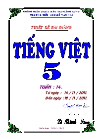Giáo án Tiếng Việt Lớp 5 - Tuần 14 - Lê Thành Long