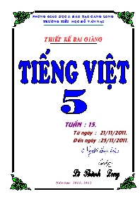 Giáo án Tiếng Việt Lớp 5 - Tuần 15 - Lê Thành Long