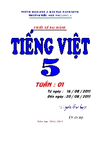Giáo án Tiếng Việt Lớp 5 - Tuần 2 - Lê Văn Bọ