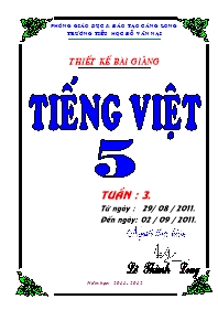 Giáo án Tiếng Việt Lớp 5 - Tuần 3 - Lê Thành Long