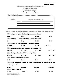 Bài kiểm tra định kì giữa học kì 2 môn Toán Lớp 5 - Năm học 2018-2019