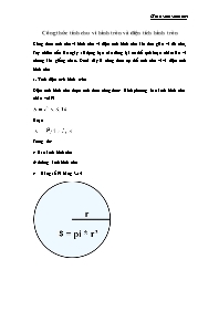 Bài tập Toán Lớp 5: Công thức tính chu vi hình tròn và diện tích hình tròn
