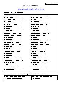Đề cương ôn tập học kì 2 môn Tiếng anh Lớp 5