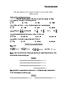 Đề thi khảo sát chất lượng đầu năm Lớp 5 môn 