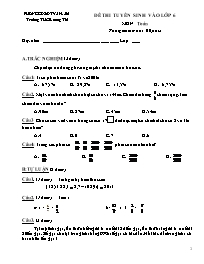 Đề thi tuyển sinh vào Lớp 6 môn Toán (Có đáp 