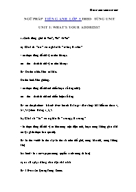 Giáo án Tiếng anh Lớp 5 - Ngữ pháp - Unit 1: What's your address?