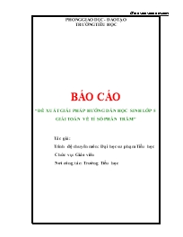 Sáng kiến kinh nghiệm Đề xuất giải pháp hướng dẫn học sinh Lớp 5 giải toán về tỉ số phần trăm