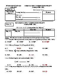 Đề khảo sát chất lượng học sinh môn Toán Khối