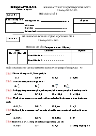 Đề khảo sát chất lượng học sinh môn Toán Khối