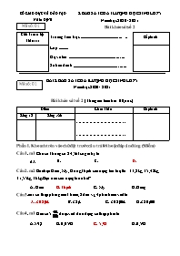 Đề khảo sát chất lượng học sinh môn Toán Lớp 