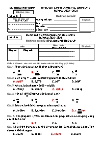 Đề khảo sát chất lượng học sinh môn Toán Lớp 