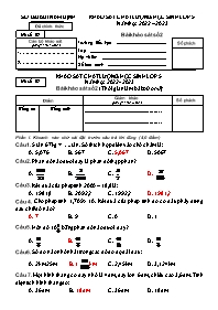 Đề khảo sát chất lượng học sinh môn Toán Lớp 
