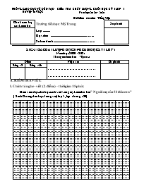 Đề kiểm tra chất lượng cuối học kì I môn Tiến
