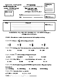 Đề kiểm tra giữa học kì I môn Toán Lớp 5 - Nă