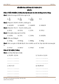 20 Đề kiểm tra cuối học kì I Toán 5 - Trần Hữ