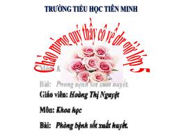 Bài giảng Khoa học 5 - Bài 13: Phòng bệnh sốt