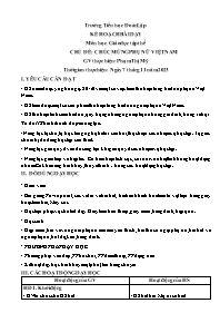 Kế hoạch bài dạy Giáo dục tập thể - Chủ đề: C