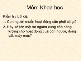Bài giảng Khoa học 5 - Bài: Năng lượng mặt tr