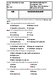 Đề kiểm tra cuối học kì I Khoa học 5 - Năm họ