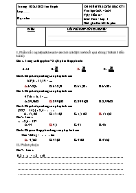 Đề kiểm tra cuối học kì I Toán 5 - Năm học 20