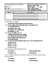 Đề kiểm tra định kì học kì I Lịch sử và Địa l