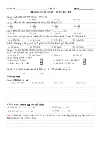 Đề khảo sát Toán 5 - Tuần 20