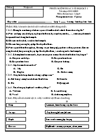 Đề kiểm tra cuối học kì I Khoa học 5 - Đề 1 -
