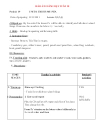 Giáo án môn Tiếng Anh 3+5 - Tuần 10 - Năm học
