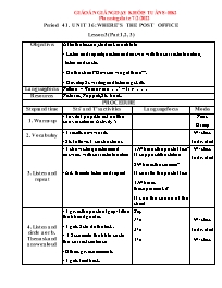 Giáo án môn Tiếng Anh 3+5 - Tuần 8 - Năm học
