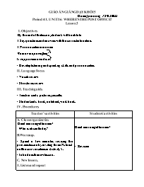 Giáo án Tiếng Anh 3+5 - Tuần 10 - Năm học 202
