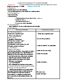 Giáo án Tiếng Anh 5 - Period 47-49 - Năm học 