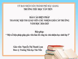 Một số biện pháp giúp giáo viên làm tốt công 